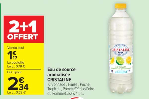 Eau de source aromatisée CRISTALINE