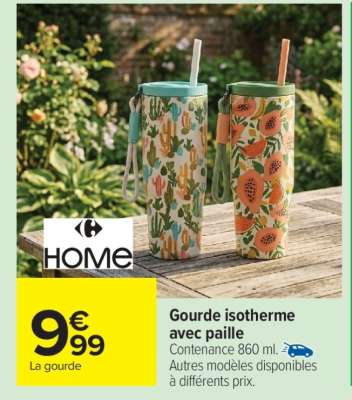 Gourde isotherme avec paille