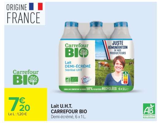 Lait U.H.T. CARREFOUR BIO