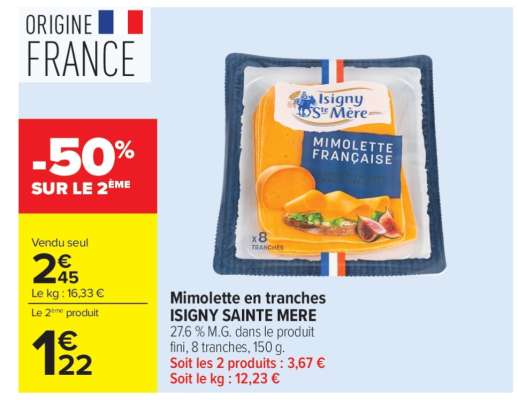 Mimolette en tranches ISIGNY SAINTE MERE