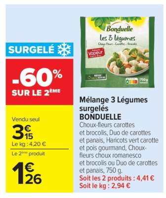 Mélange 3 Légumes surgelés BONDUELLE