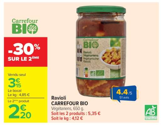 Ravioli CARREFOUR BIO