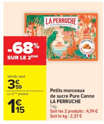 Petits morceaux de sucre Pure Canne LA PERRUCHE