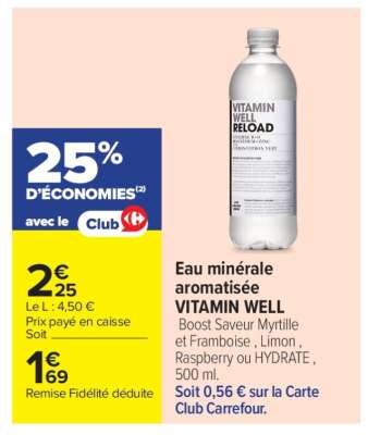 Eau minérale aromatisée VITAMIN WELL