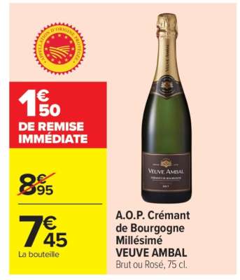 A.O.P. Crémant de Bourgogne Millésimé VEUVE AMBAL