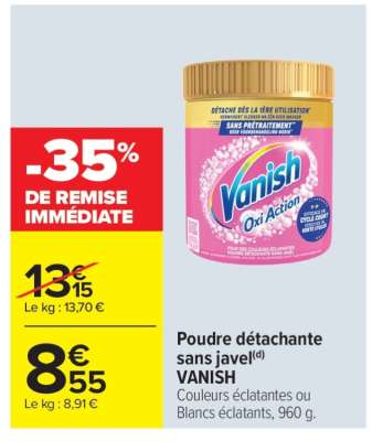 Poudre détachante sans javel VANISH