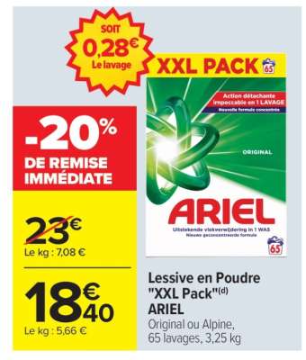 Lessive en Poudre "XXL Pack" ARIEL