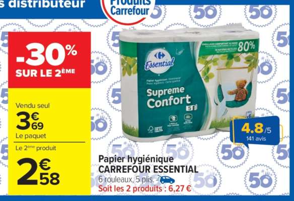Papier hygiénique CARREFOUR ESSENTIAL