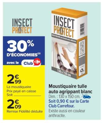Moustiquaire tulle auto agrippant blanc