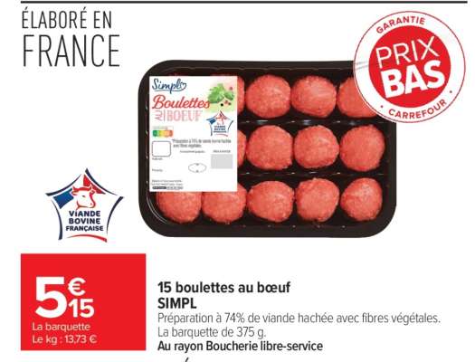 15 boulettes au bœuf SIMPL