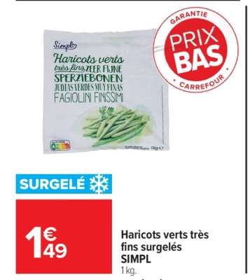 Haricots verts très fins surgelés