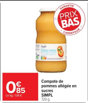 Compote de pommes allégée en sucres SIMPL