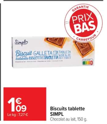 Biscuits tablette SIMPL