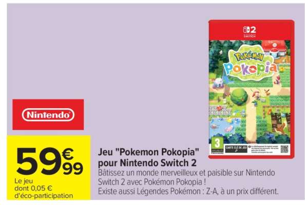 Jeu 'Pokemon Pokopia' pour Nintendo Switch 2