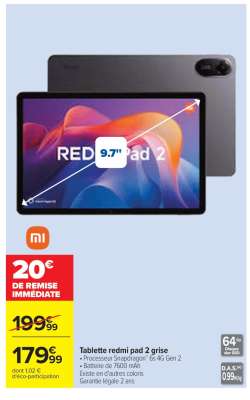 Tablette redmi pad 2 grise