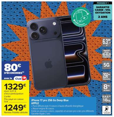 iPhone 17 pro 256 Go Deep Blue APPLE