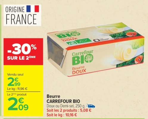 Beurre CARREFOUR BIO