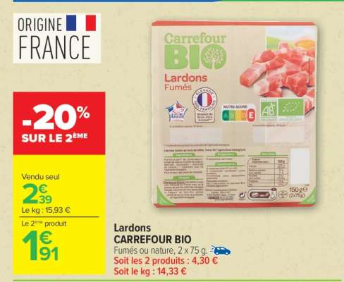 Lardons CARREFOUR BIO