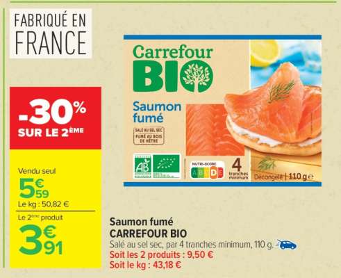 Saumon fumé CARREFOUR BIO