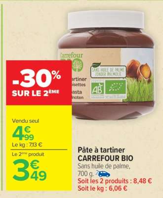 Pâte à tartiner CARREFOUR BIO