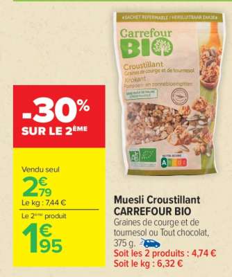 Muesli croustillant CARREFOUR BIO