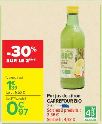 Pur jus de citron CARREFOUR BIO