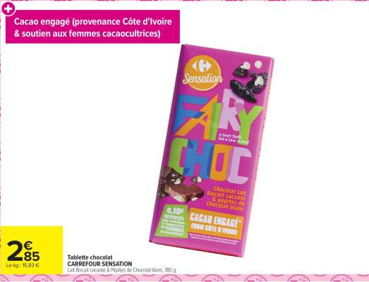 Tablette chocolat CARREFOUR SENSATION