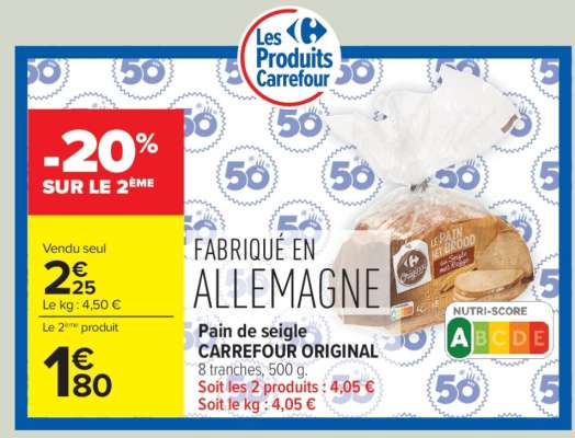 Pain de seigle CARREFOUR ORIGINAL