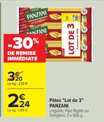Pâtes «Lot de 3» PANZANI