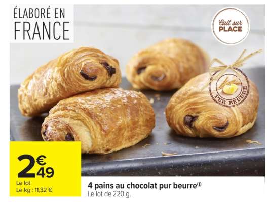 4 pains au chocolat pur beurre