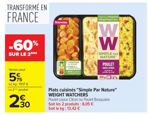 Plats cuisinés Simple Par Nature WEIGHT WATCHERS