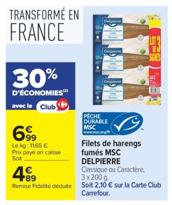 Filets de harengs fumés MSC DELPIERRE