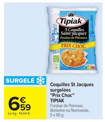 Coquilles St Jacques surgelées "Prix Choc" TIPIAK