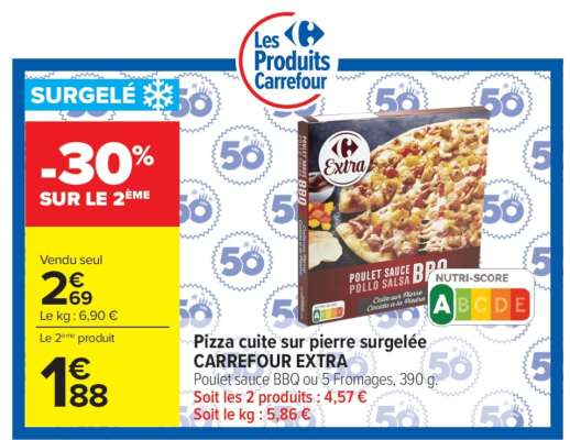 Pizza cuite sur pierre surgelée CARREFOUR EXTRA
