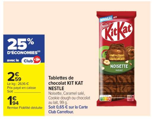 Tablettes de chocolat KIT KAT NESTLE