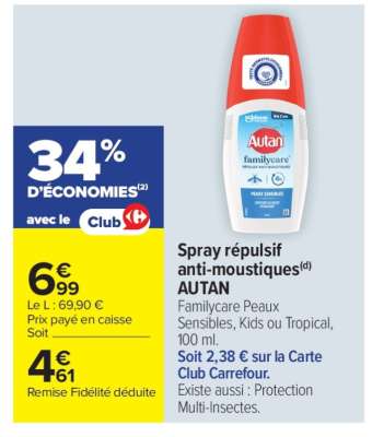 Spray répulsif anti-moustiques AUTAN
