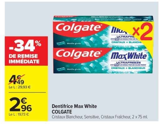 Dentifrice Max White Colgate