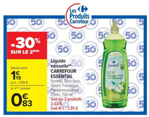 LIQUIDE VAISSELLE CARREFOUR ESSENTIAL