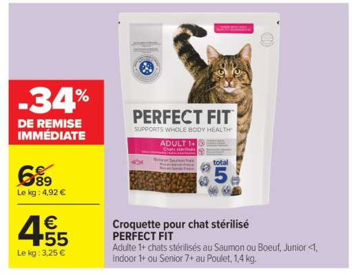Croquette pour chat stérilisé PERFECT FIT