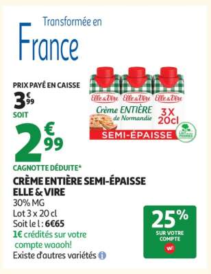 CRÈME ENTIÈRE SEMI-ÉPAISSE ELLE & VIRE