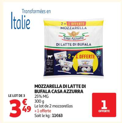 MOZZARELLA DI LATTE DI BUFALA CASA AZZURRA
