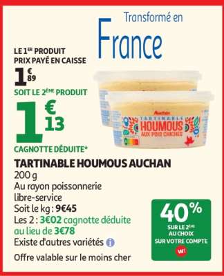 Tartinable Houmous Auchan