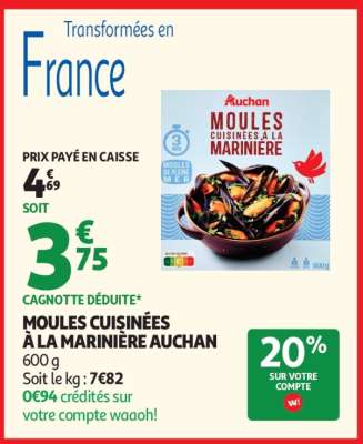 MOULES CUISINÉES À LA MARINIÈRE AUCHAN