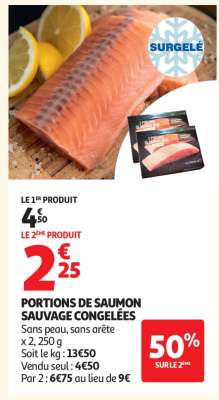 PORTIONS DE SAUMON SAUVAGE CONGELÉES