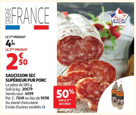 Saucisson Sec Supérieur Pur Porc