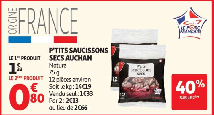 P'tits Saucissons Secs Auchan