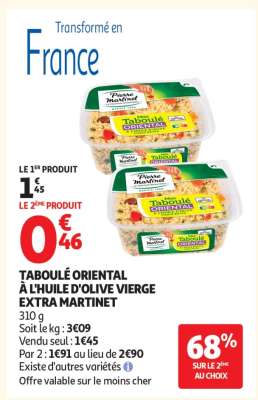 Taboulé Oriental À L'huile D'olive Vierge Extra Martinet