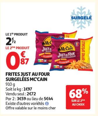 FRITES JUST AU FOUR SURGELÉES MCCAIN