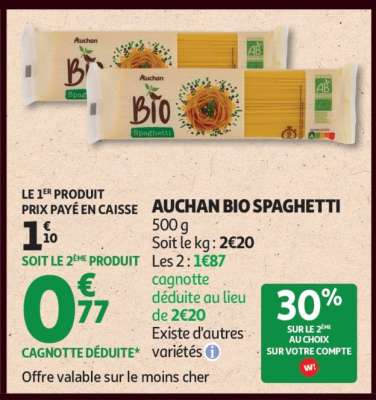 AUCHAN BIO SPAGHETTI