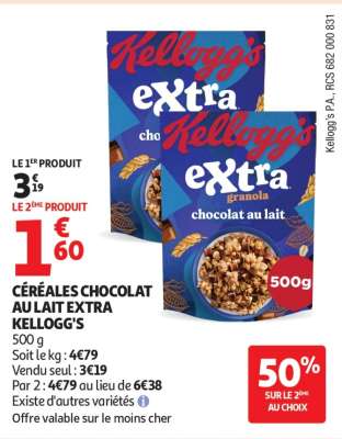 CÉRÉALES CHOCOLAT AU LAIT EXTRA KELLOGG'S